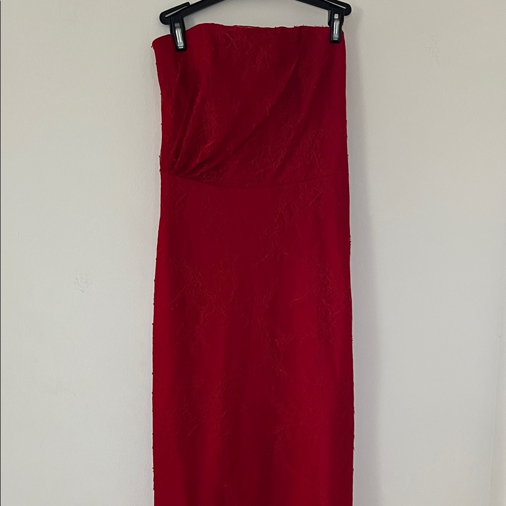 Michael Costello X Revolve Ericka Strapless Red Midi Dress - Picture 2 of 9